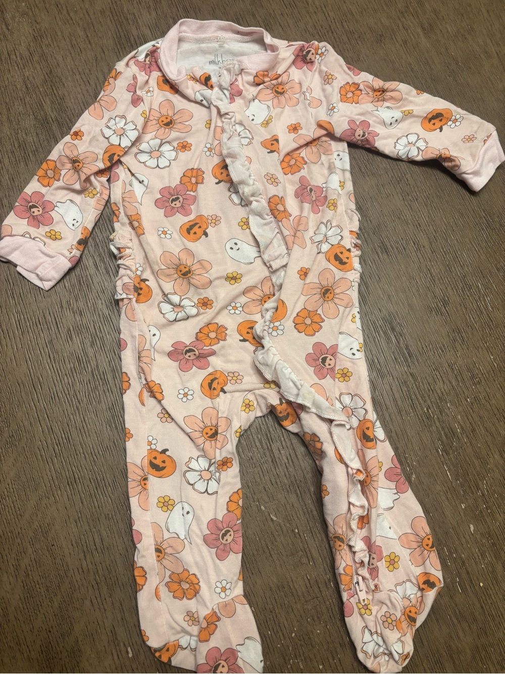 🎃 Milkberry Baby Girl Bamboo Pumpkin Fall Sleeper Footie 3-6